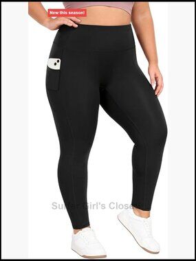 Plus Size Leggings with Pockets Tummy Control High Waist Yoga Pants Workout